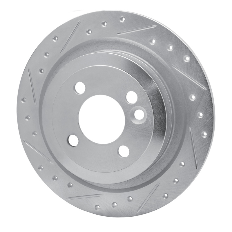 Mini Cooper Clubman Brake Rotor (1) - Rear Left - R1 Concepts - Drilled & Slotted - Silver - `09-`14